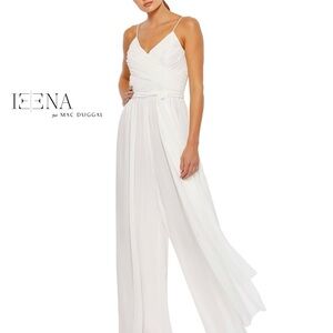 Mac Duggal Classic White Jumpsuit